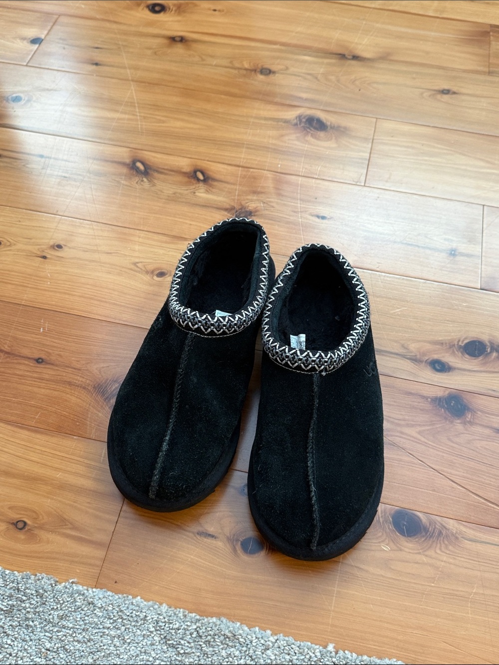 UGG Black Tasman size 9 Suede Slip-On Clog with Contrast Woven Collar - Picture 16 of 16